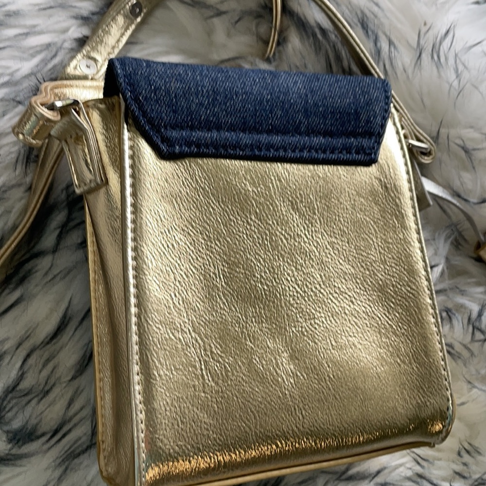 Joseph Ribkoff Crossbody Handbag Purse Denim With Metallic Gold. NWOT - Picture 6 of 7